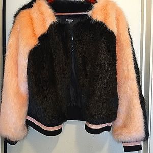 Faux fur bomber jacket